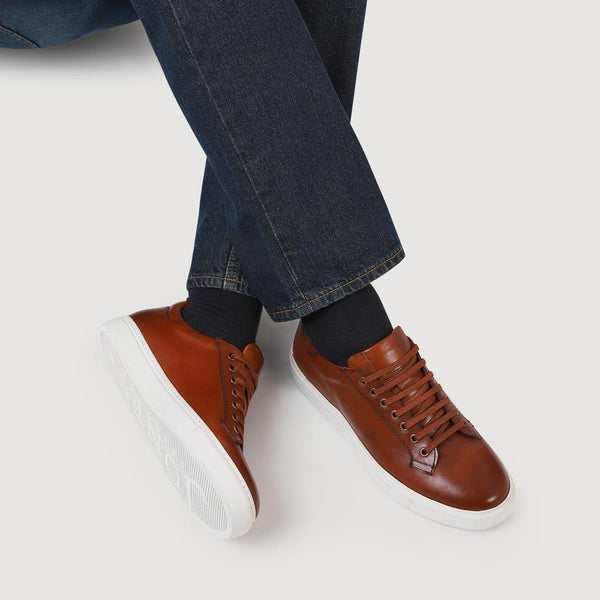 Jones Bootmaker Men's Simon Leather Men's Trainers - Tan