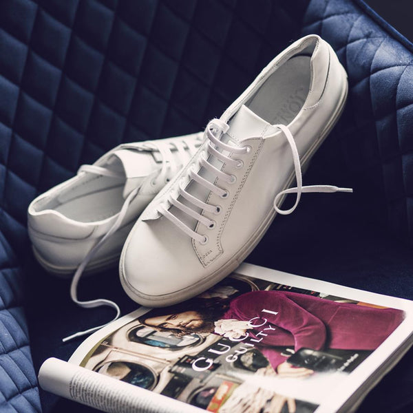 Jones Bootmaker Men's Simon Leather Men's Trainers - White Leather