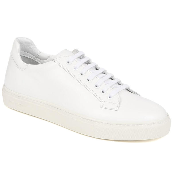 jones bootmaker Men's Simon Leather Men's Trainers - White Leather