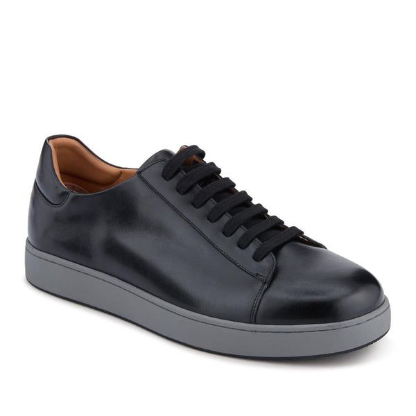 jones bootmaker Men's Simone Wide-Fit Leather Trainers - Black