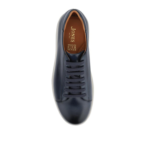 Jones Bootmaker Men's Simone Wide-Fit Leather Trainers - Navy