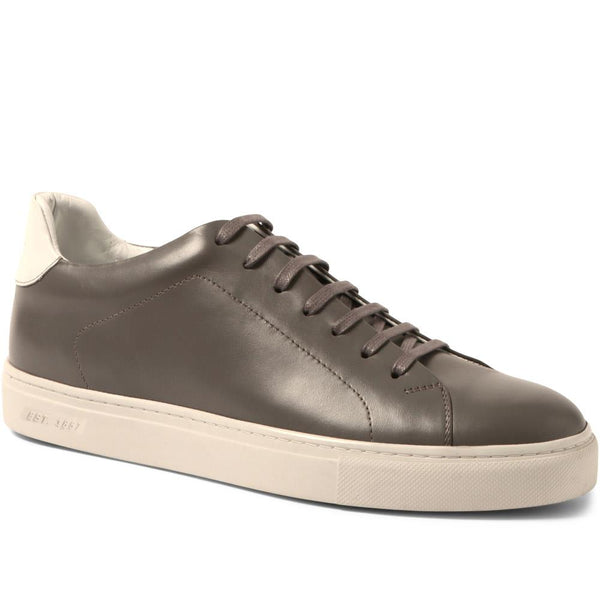 jones bootmaker Men's Singapore Leather Lace-Up Trainers - Grey-White