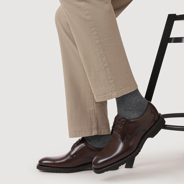 Jones Bootmaker Men's Smart Leather Wide-Fit Derby Shoes - Dark Brown