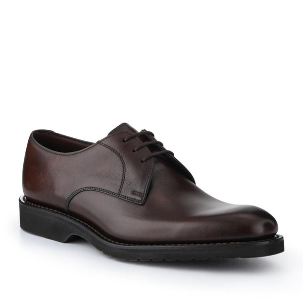 jones bootmaker Men's Smart Leather Wide-Fit Derby Shoes - Dark Brown