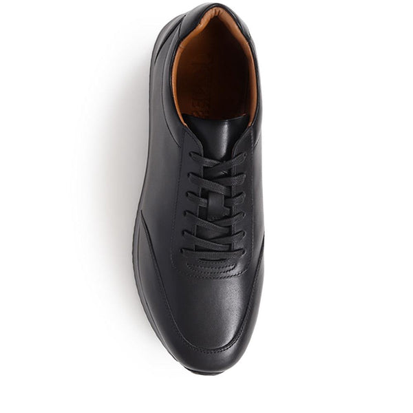 Jones Bootmaker Men's Southend2 Leather Trainers - Black-Grey