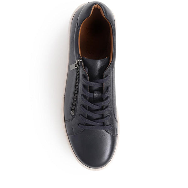 Jones Bootmaker Men's Spenser Leather Trainers - Navy