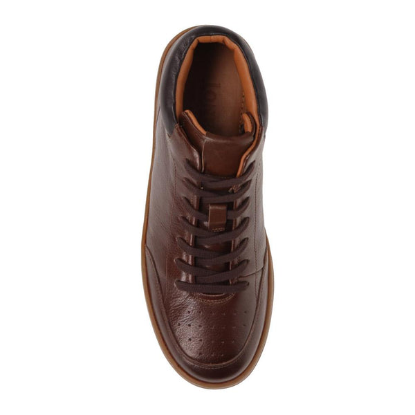 Jones Bootmaker Men's Stafford Leather Lace-Up Trainers - Dark Brown