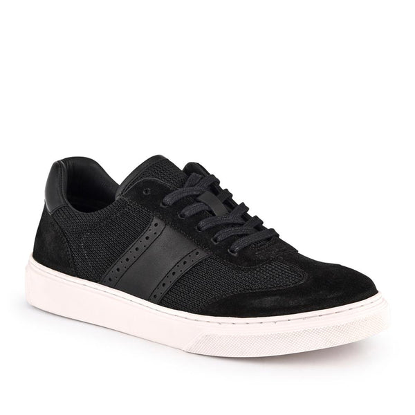 jones bootmaker Men's Stephan Lace-Up Leather Trainers - Black Suede