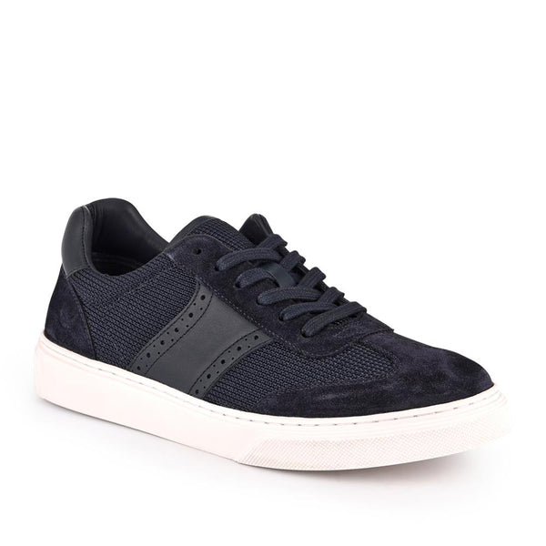 jones bootmaker Men's Stephan Lace-Up Leather Trainers - Navy Suede