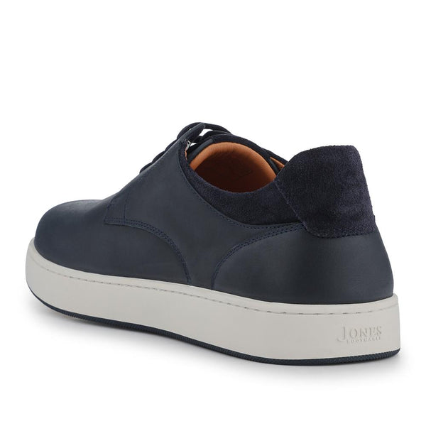 Jones Bootmaker Men's Stevenage Wide Fit Leather Trainers - Navy Nubuck