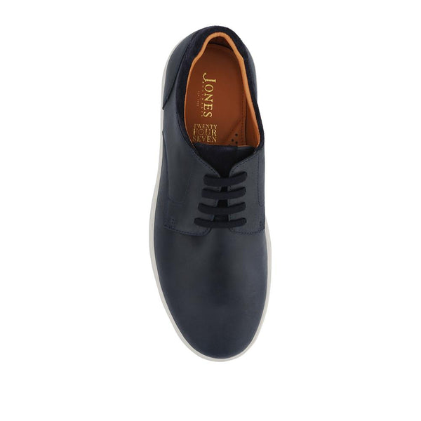 Jones Bootmaker Men's Stevenage Wide Fit Leather Trainers - Navy Nubuck