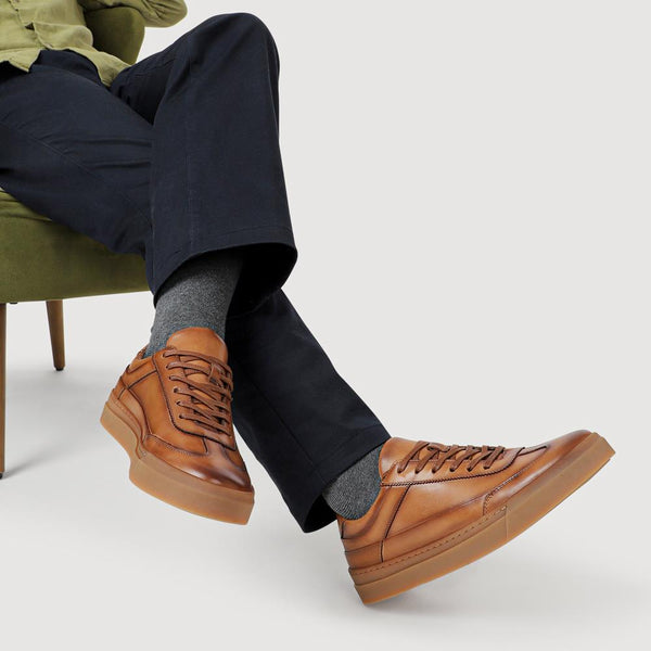 Jones Bootmaker Men's Thorne Leather Lace-Up Trainers - Tan