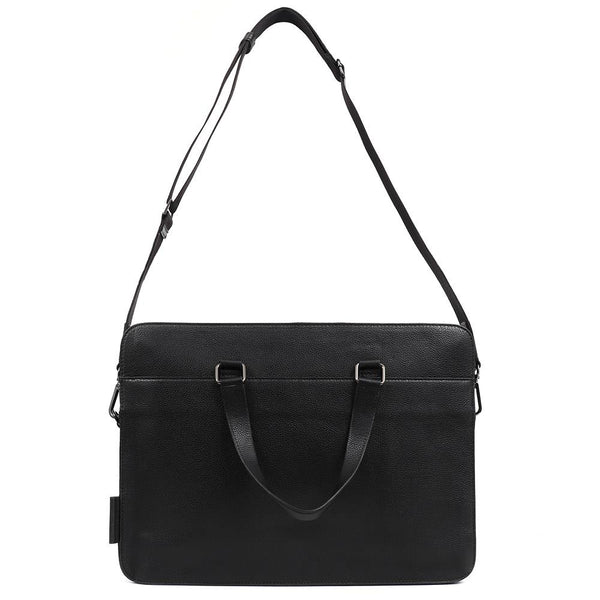 jones bootmaker Men's University Leather Briefcase - Black Grain