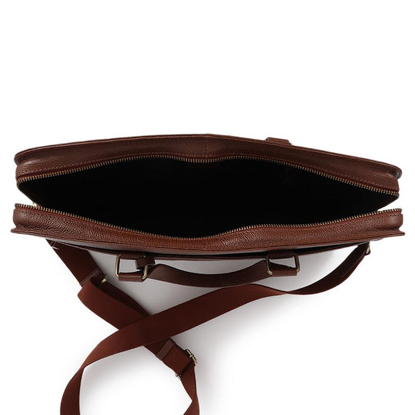 Jones Bootmaker Men's University Leather Briefcase - Tan Grain