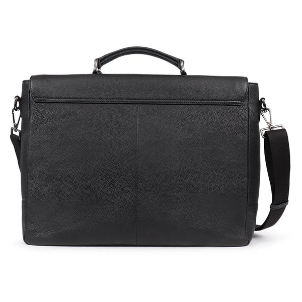 Jones Bootmaker Men's Upland Leather Briefcase - Black Grain