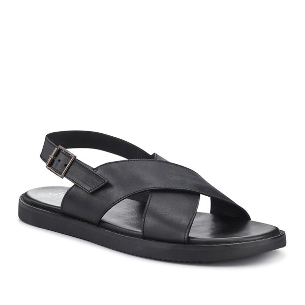 jones bootmaker Men's Westbury Leather Buckled Sandals - Black