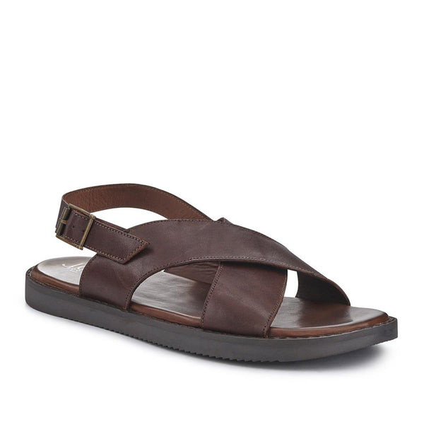 jones bootmaker Men's Westbury Leather Buckled Sandals - Dark Brown