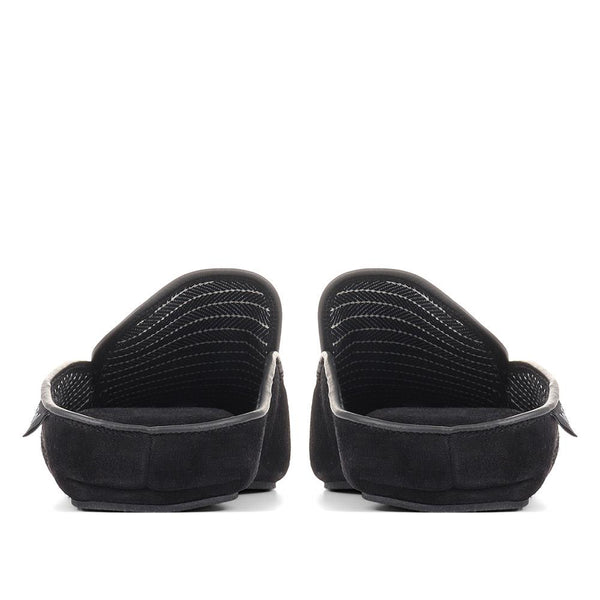 Jones Bootmaker Men's Yarmouth Leather Moccasin Slippers - Black Suede