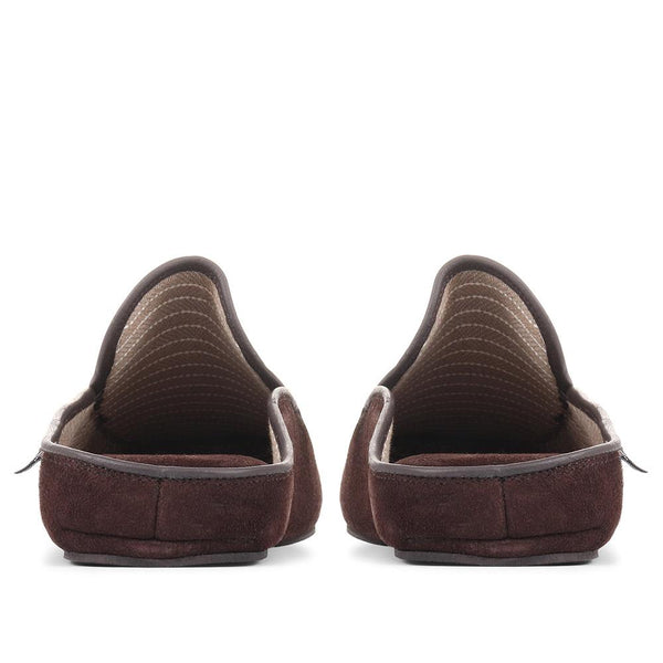 Jones Bootmaker Men's Yarmouth Leather Moccasin Slippers - Dark Brown Suede
