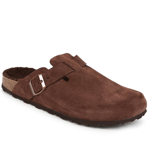 jones bootmaker Men's Zaid Suede Slippers - Chocolate Suede