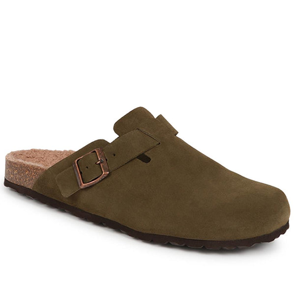 jones bootmaker Men's Zaid Suede Slippers - Khaki Suede