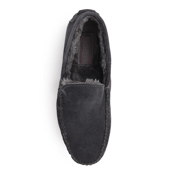 Jones Bootmaker Men's Zain Suede Full Slippers - Charcoal