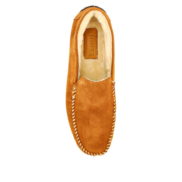 Jones Bootmaker Men's Zain Suede Full Slippers - Chestnut