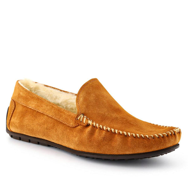 jones bootmaker Men's Zain Suede Full Slippers - Chestnut