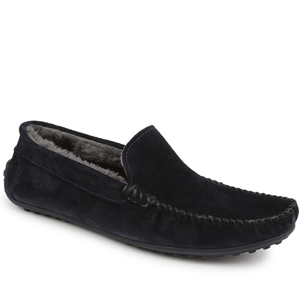 jones bootmaker Men's Zain Suede Full Slippers - Navy