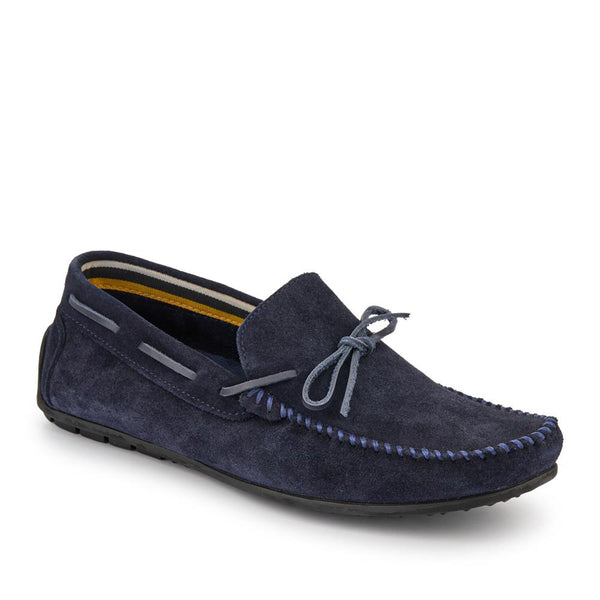 jones bootmaker Men's Zeke Leather Full Slippers - Navy Suede
