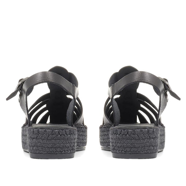 Jones Bootmaker Outlet Adelynn Platform Espadrille Sandals - Black-Black