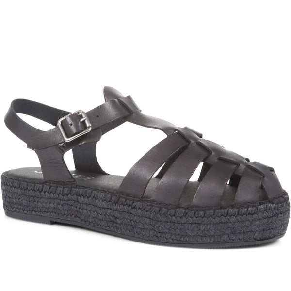 jones bootmaker Outlet Adelynn Platform Espadrille Sandals - Black-Black