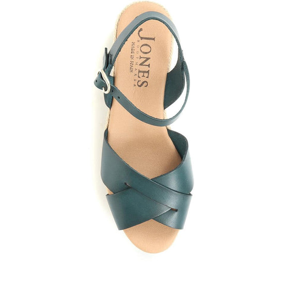 Jones Bootmaker Outlet Alaina Leather Espadrille Wedges - Green