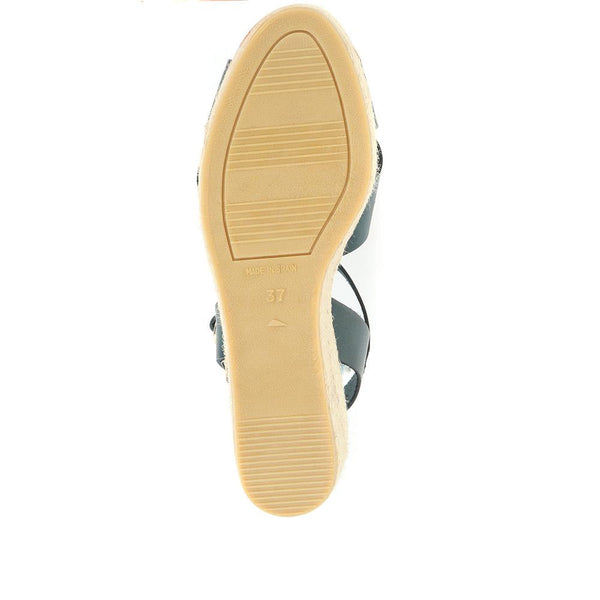 Jones Bootmaker Outlet Alaina Leather Espadrille Wedges - Green