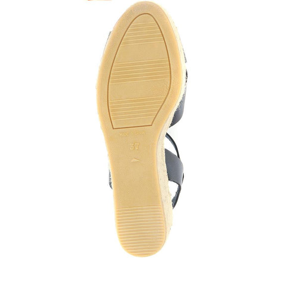 Jones Bootmaker Outlet Alaina Leather Espadrille Wedges - Navy