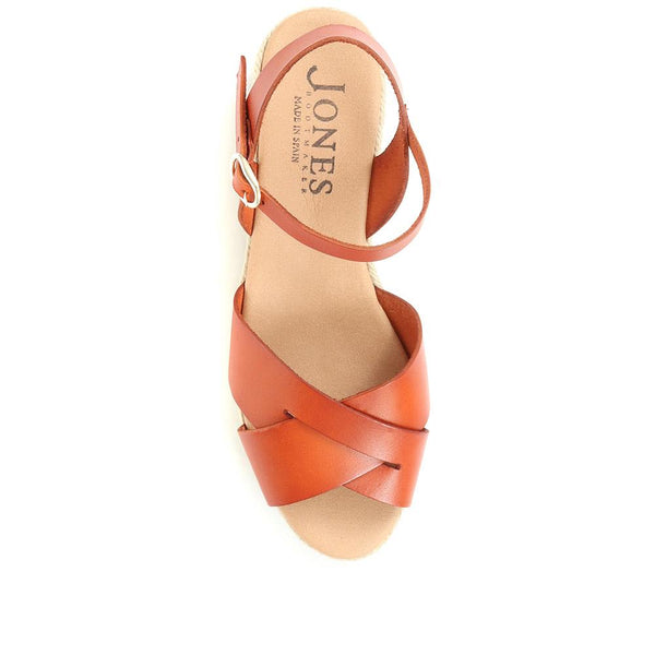 Jones Bootmaker Outlet Alaina Leather Espadrille Wedges - Tan