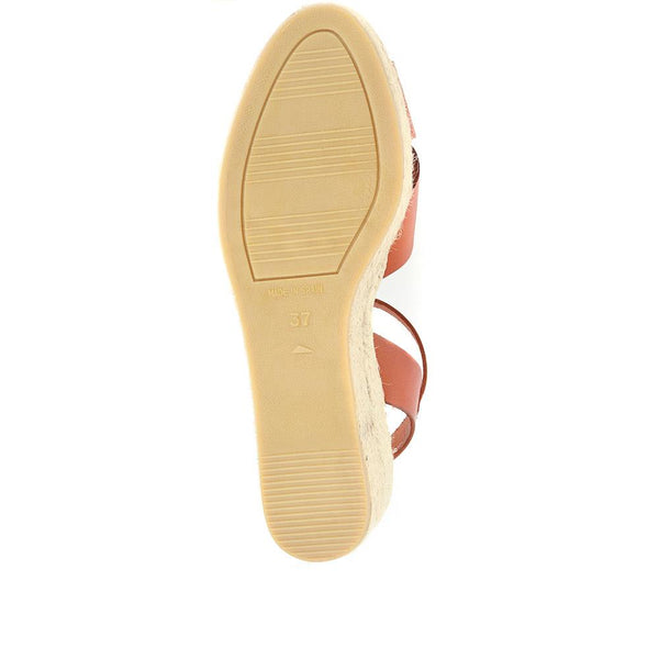 Jones Bootmaker Outlet Alaina Leather Espadrille Wedges - Tan