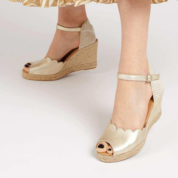 Jones Bootmaker Outlet Alejandra Espadrille Wedge Sandals - Gold