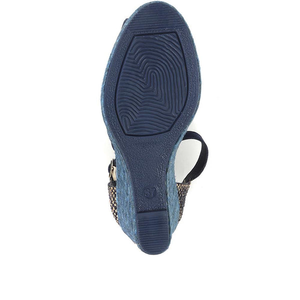 Jones Bootmaker Outlet Alejandra Espadrille Wedge Sandals - Navy Suede
