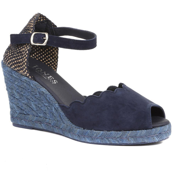 jones bootmaker Outlet Alejandra Espadrille Wedge Sandals - Navy Suede