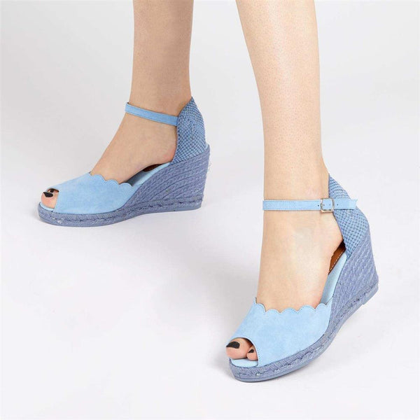 Jones Bootmaker Outlet Alejandra Espadrille Wedge Sandals - Pale Blue