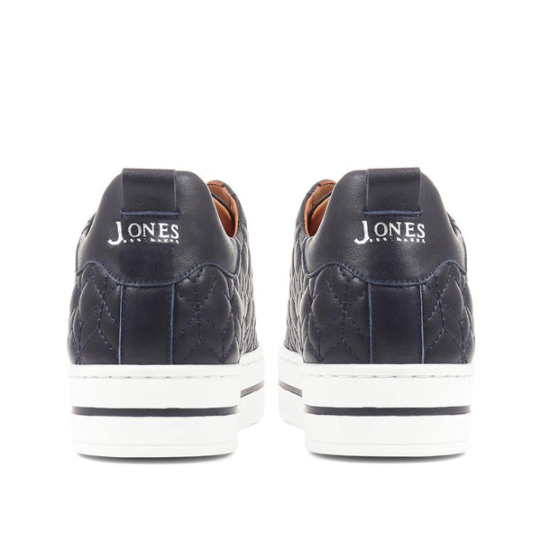 Jones Bootmaker Outlet Alexandrite Leather Quilted Trainers - Navy
