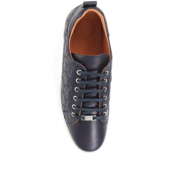 Jones Bootmaker Outlet Alexandrite Leather Quilted Trainers - Navy