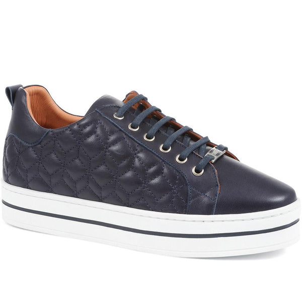 jones bootmaker Outlet Alexandrite Leather Quilted Trainers - Navy