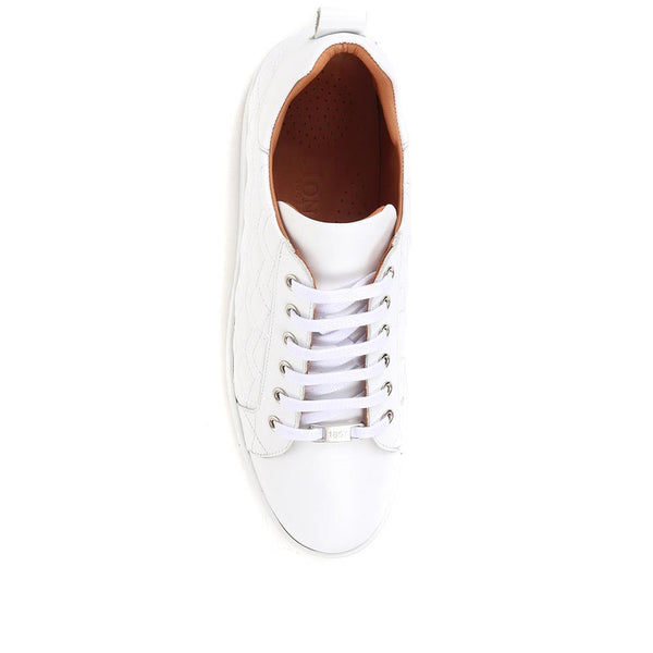 Jones Bootmaker Outlet Alexandrite Leather Quilted Trainers - White