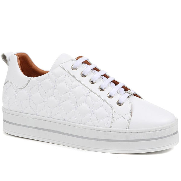 jones bootmaker Outlet Alexandrite Leather Quilted Trainers - White