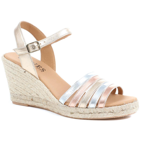jones bootmaker Outlet Alivia Espadrille Wedge Heels - Gold Multi