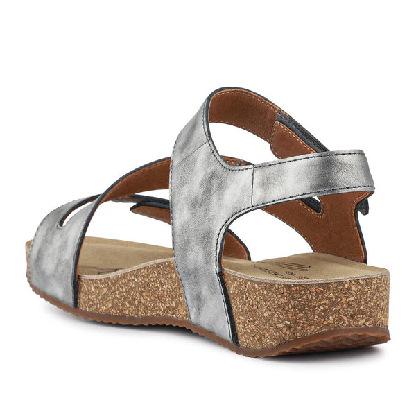 Jones Bootmaker Outlet All-Leather Touch-Fasten Sandals - Silver