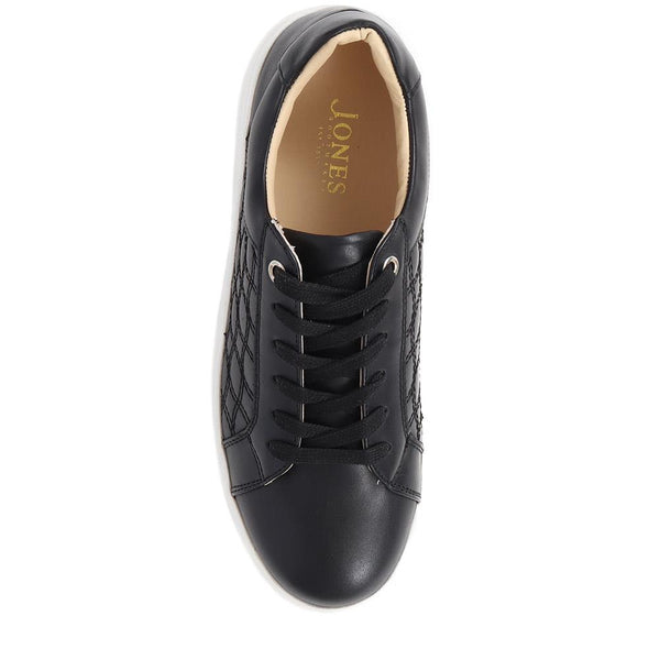 Jones Bootmaker Outlet Allana Leather Lace-Up Trainers - Black