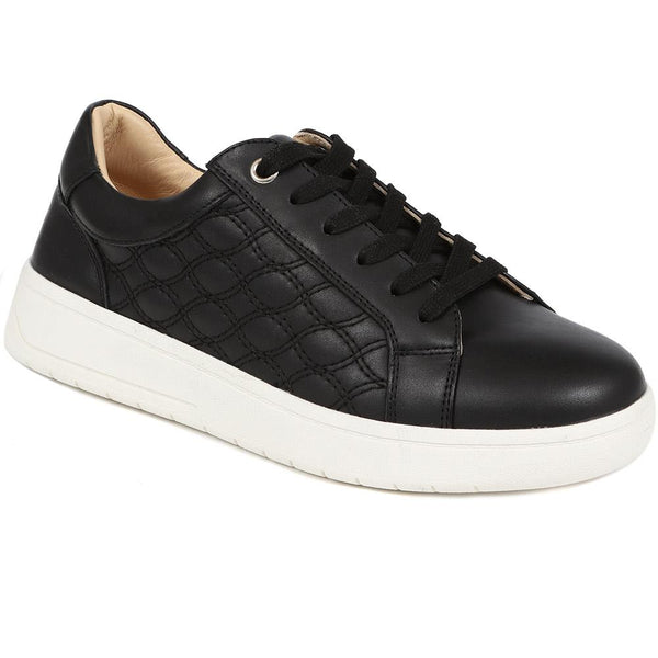 jones bootmaker Outlet Allana Leather Lace-Up Trainers - Black